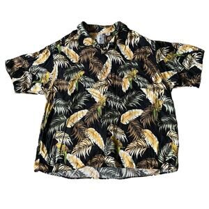 Mens Caribbean/Hawaiian Yellow Canary Palm Leaf AOP Shirt Size 2X Resort Beach